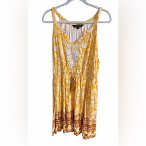 DAVI & DANI Yellow Floral Embroidered sleeveless dress  size 2X. boho western